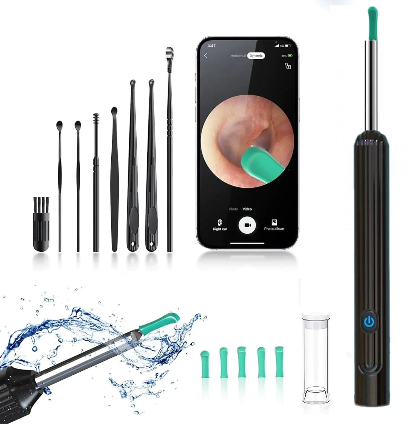 OKUBOX Ear Wax Removal Tool Ear Cleaner with Camera and Light Smart Visual Earwax Removal kit Waterproof Silicone Ear Spoon for Easy Earwax Cleaning (NE7)